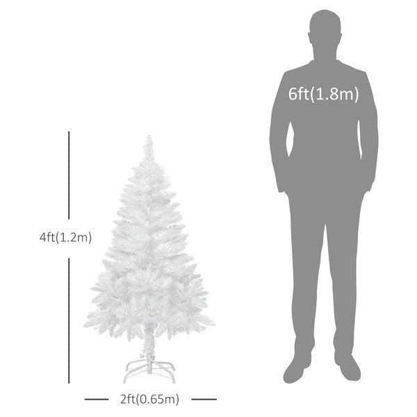 Sapin de Noël artificiel blanc de 4 pieds avec branches de pin réalistes et ouverture automatique