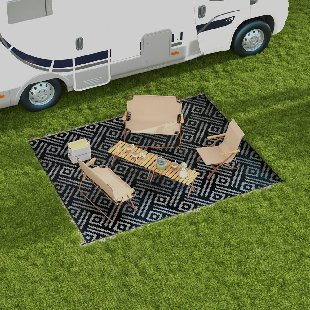 Tapis d'extérieur réversible imperméable en paille plastique