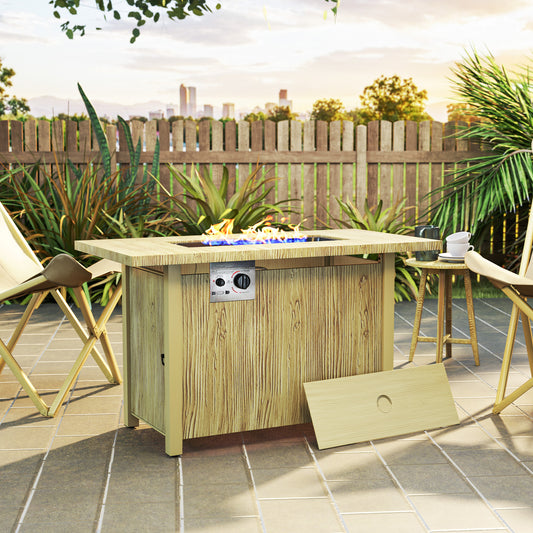 Outsunny 43" Propane Outdoor Fire Pit Table (50,000 BTU) with Waterproof Cover