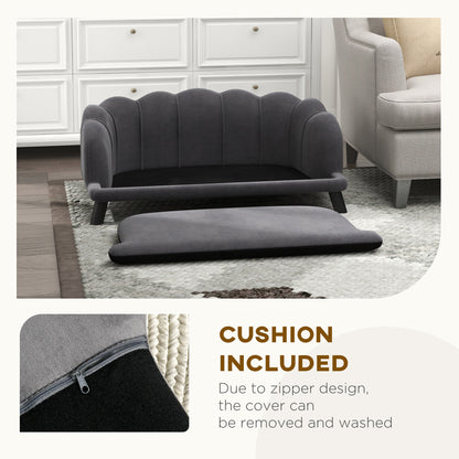Canapé pour chien avec coussin amovible et pieds en bois pour chiens de taille moyenne et grande, gris foncé