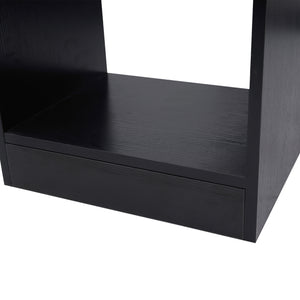 Bureau d'angle pivotant à 360° avec étagères à 3 niveaux, noir