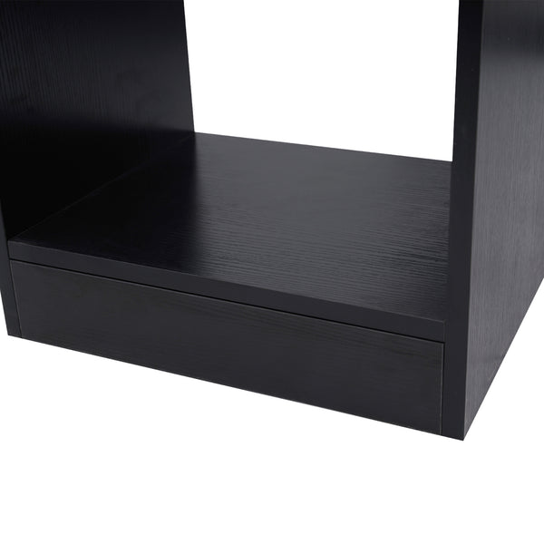 Bureau d'angle pivotant à 360° avec étagères à 3 niveaux, noir