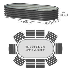 Jardinière d'extérieur surélevée en acier galvanisé avec tuteur en métal, gris foncé