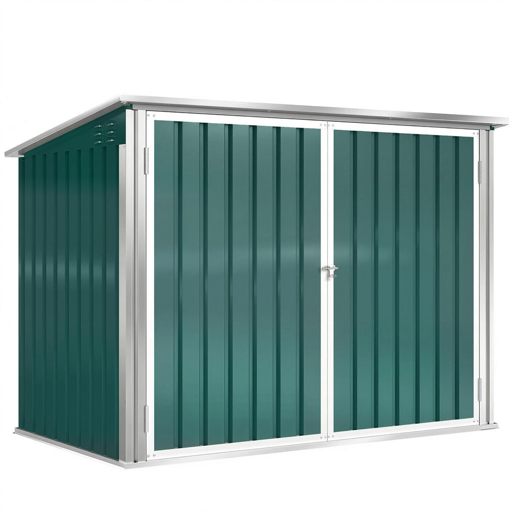 Abri de rangement avec double porte et couvercle pour 2 poubelles