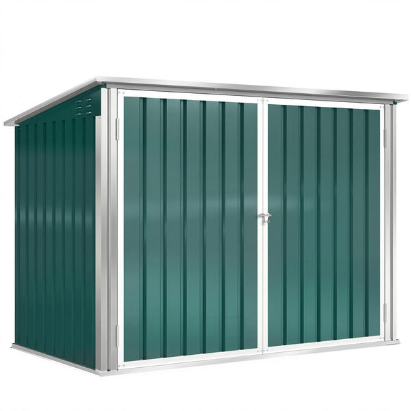 Storage shed with double door and lid for 2 bins