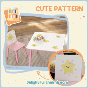 Ensemble table et chaises 3 pièces pour enfants, motif étoiles