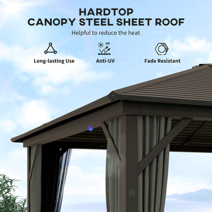 Gazebo à toit rigide de luxe en aluminium avec toit en métal et abri solaire de jardin