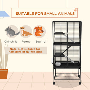 Cage à roulettes pour petits animaux, noir