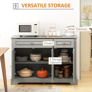 Buffet moderne avec 2 tiroirs et étagères réglables, idéal pour la salle à manger, gris.