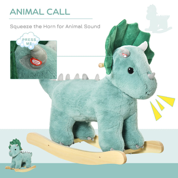 Triceratops Rocking Horse with Realistic Sounds for Ages 36-72 Months, Dark Green