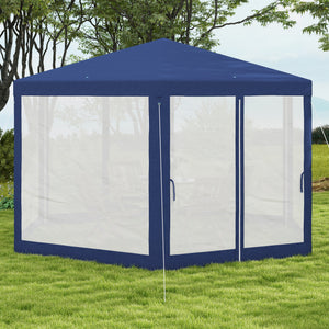 Hexagon Party Tent, Patio Gazebo with Netting Mesh, Blue