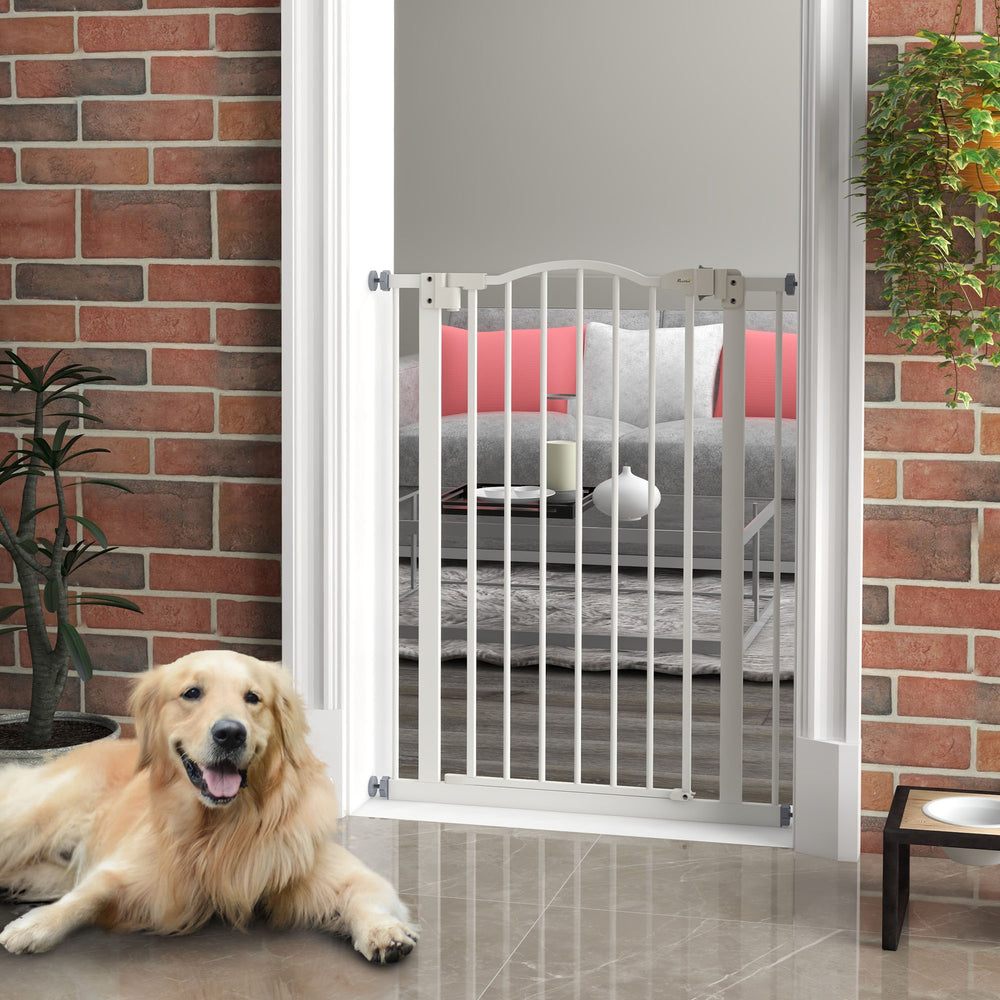 Barrière pour chien extra haute avec porte, blanche