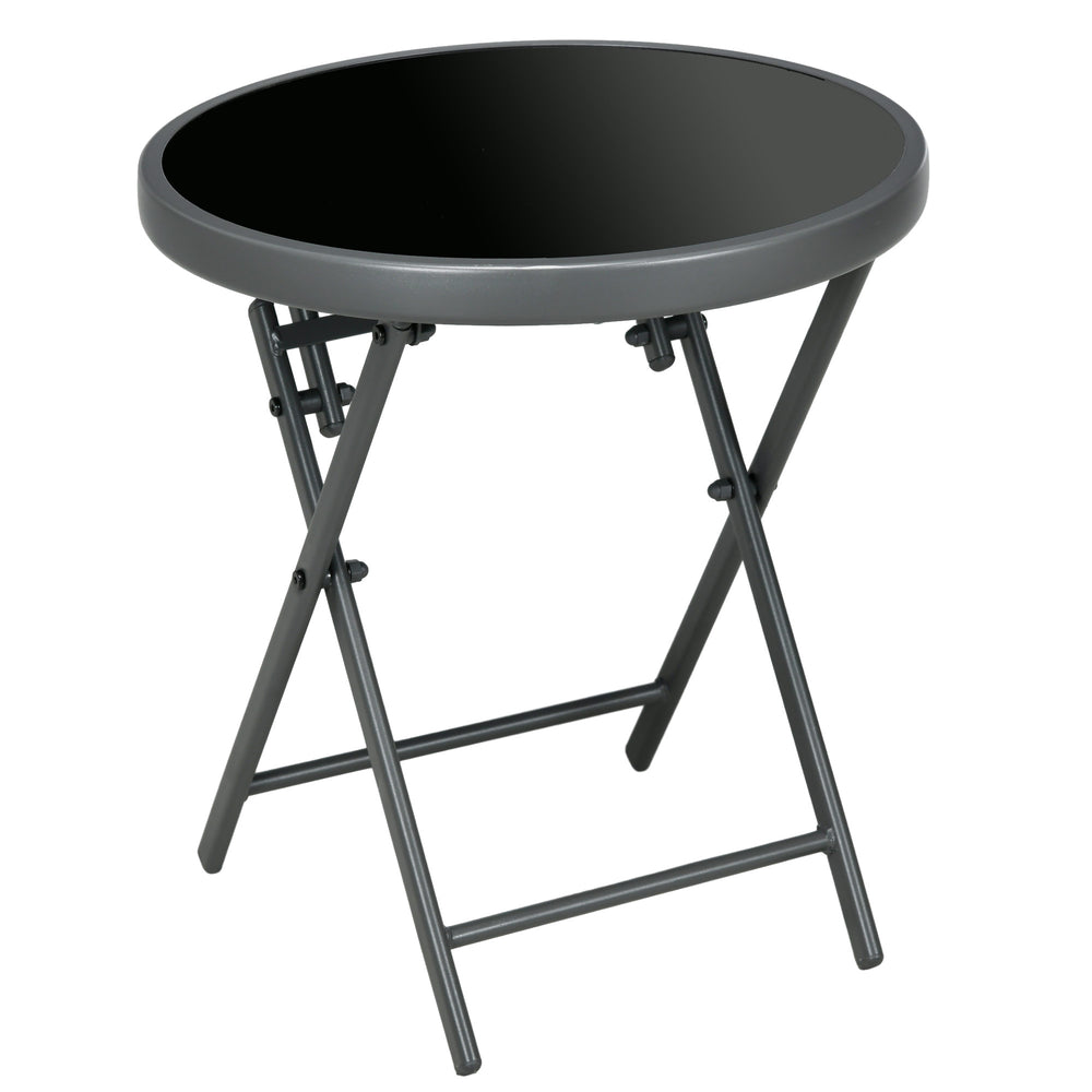 Table d'appoint ronde pliante d'extérieur, noir