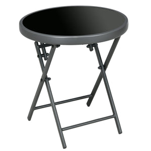 Table d'appoint ronde pliante d'extérieur, noir