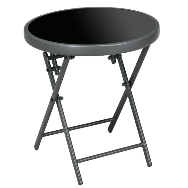 Table d'appoint ronde pliante d'extérieur, noir