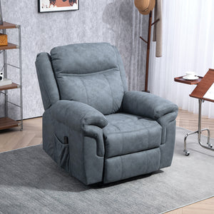 Fauteuil inclinable électrique avec massage vibrant et repose-pieds – Bleu/gris