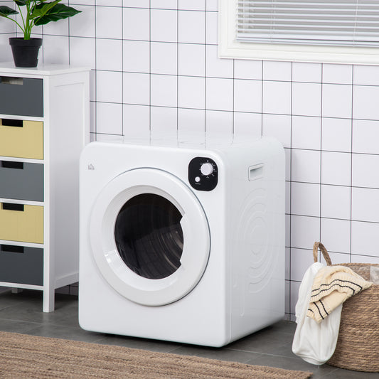 Compact Clothes Dryer, 1300W, 3.22 cu. ft., Electric, Portable, with 7 Drying Modes, for Apartment or Dorm, White