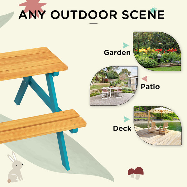 Ensemble de table de pique-nique et bancs, bois naturel