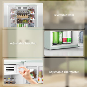 Mini-réfrigérateur rétro 3,1 pi³, réfrigérateur compact à une porte avec thermostat réglable, 2 clayettes en verre, vert