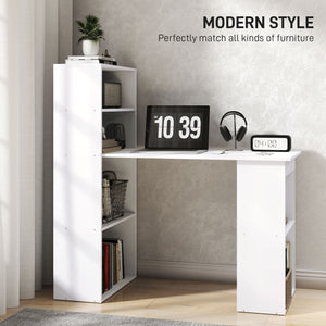 Modern computer desk with storage shelves, white