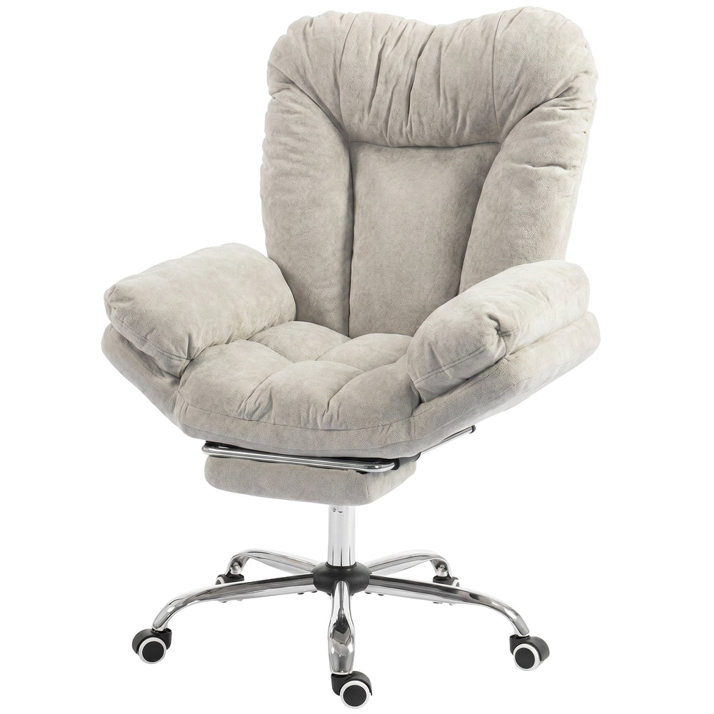 Fauteuil de bureau large avec repose-pieds, gris clair