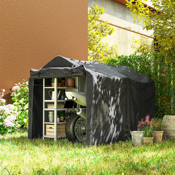 Abri de jardin portable résistante aux UV avec porte zippée enroulable, noir