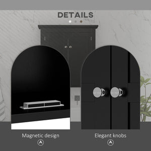 Armoire de salle de bain avec étagères réglable, noir