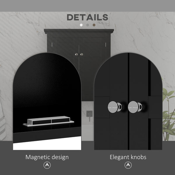Armoire de salle de bain avec étagères réglable, noir