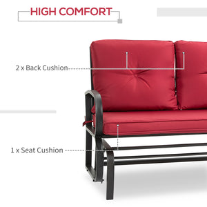 Fauteuil à bascule 2 places avec structure en acier et coussins, rouge