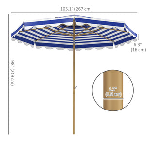 Parasol de 8,8 pieds avec manivelle, bleu
