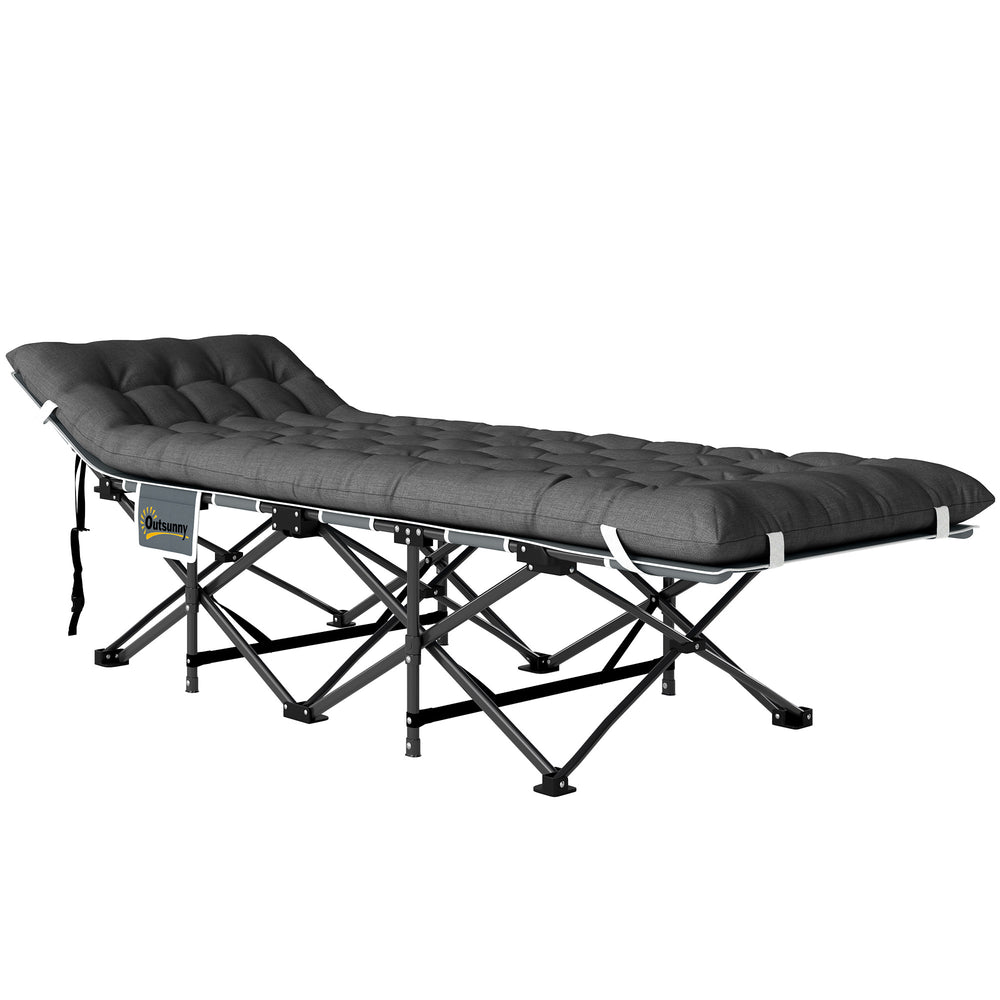 Lit pliant Outsunny de 68 cm de large, lit de camp pour adultes avec matelas, sac de transport, charge maximale 150 kg, gris foncé