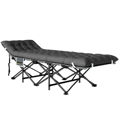 Lit pliant Outsunny de 68 cm de large, lit de camp pour adultes avec matelas, sac de transport, charge maximale 150 kg, gris foncé