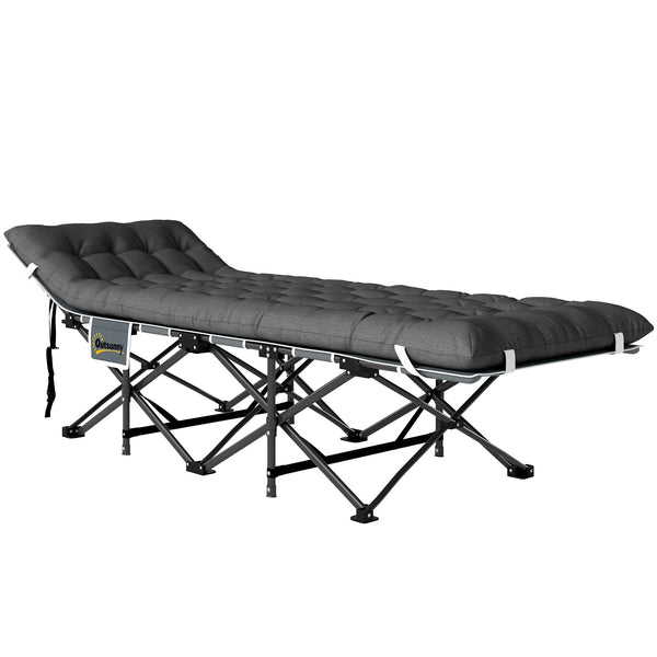 Lit pliant Outsunny de 68 cm de large, lit de camp pour adultes avec matelas, sac de transport, charge maximale 150 kg, gris foncé