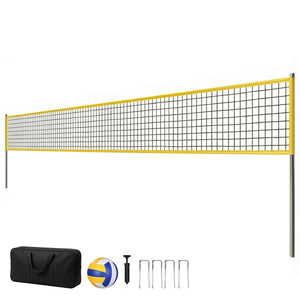 9.5m (31ft) Portable Volleyball Net Set with Adjustable Height Steel Poles, Volleyball, Boundary Line, and Carry Bag