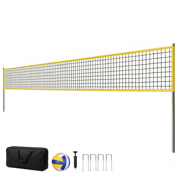 9.5m (31ft) Portable Volleyball Net Set with Adjustable Height Steel Poles, Volleyball, Boundary Line, and Carry Bag