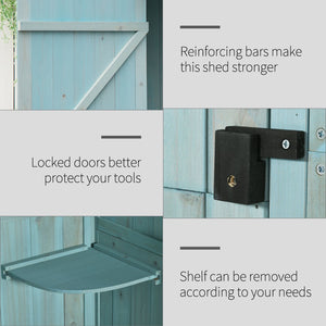 Abri de jardin extérieur pour outils et accessoires, avec 3 étagères, bleu
