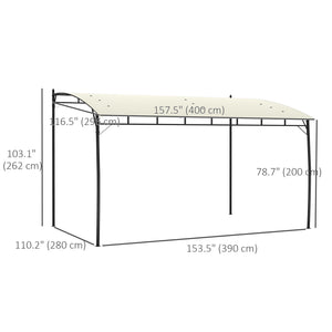 Pergola 10 x 13 avec toile de protection UV30+ et structure en acier, blanc crème
