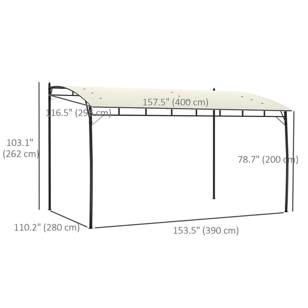 Pergola 10 x 13 avec toile de protection UV30+ et structure en acier, blanc crème