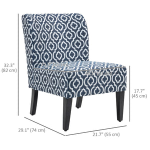 Fauteuil d'appoint sans accoudoirs avec pieds en bois, bleu