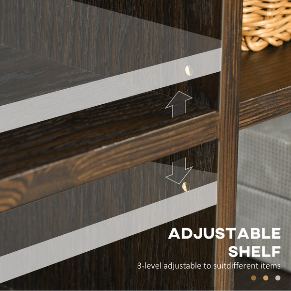 Meuble TV 55 pouces avec 2 portes et étagères réglables, couleur naturelle