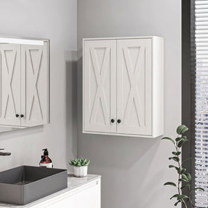 Armoire murale de salle de bain avec 2 portes et tablettes ajustables, blanc