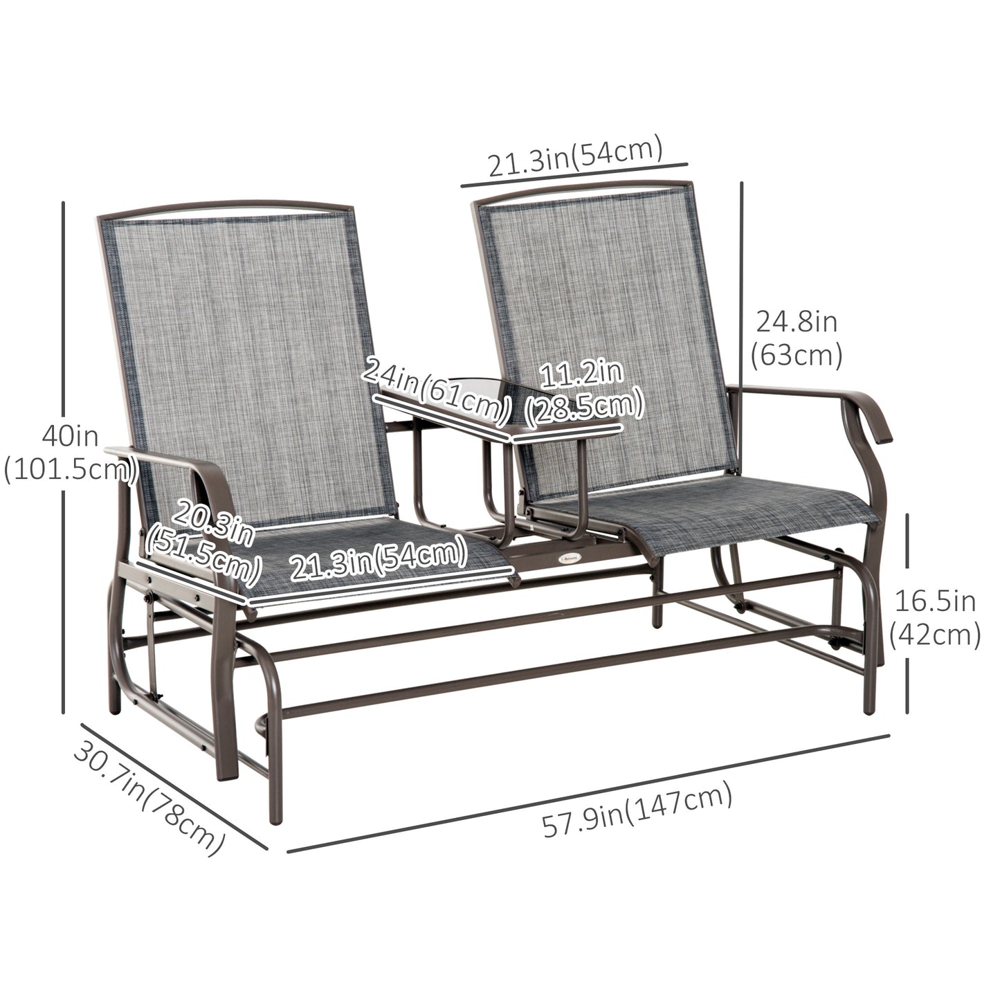 Outsunny 2-seater sliding garden bench