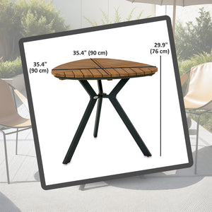 Table de patio avec pieds en acier pour jardin, arrière-cour, teck