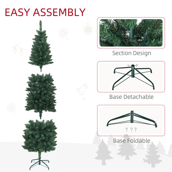 Sapin de Noël artificiel de 6 pieds de haut avec 479 branches et base en acier