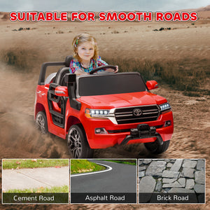 Voiture pour enfants 12V Toyota Land Cruiser sous licence avec télécommande, rouge