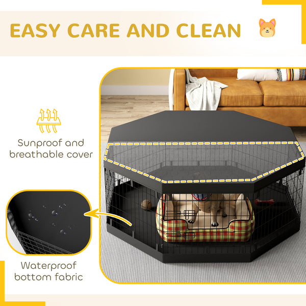 8-Panel Foldable Dog Playpen with Ground Stakes