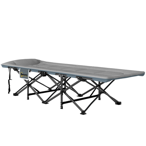 Lit pliant de 67 cm de large pour adultes avec coussin, poche de rangement, charge maximale 150 kg, gris