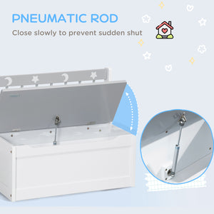 Toy box with lid and safety hinge, gray