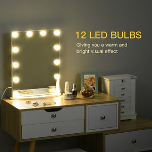 Lighted Makeup Mirror with 12 Dimmable LED Bulbs, White