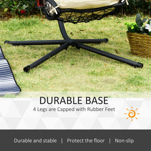 Outdoor Patio Wicker Hanging Egg Chair with Stand, Hammock Swing Chair with Cushion and Pillow, swing Chair with Stand, Cup Holder for Backyard, Garden, Porch, Beige